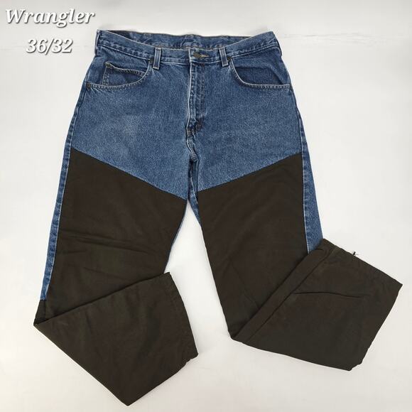 Vintage Y2K Wrangler Authentic Jeans Duck Canvas & Denim Workwear Pants (36x32) - Picture 1 of 7